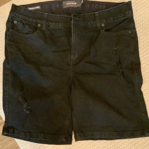 Torrid distressed black denim Bermuda shorts 18